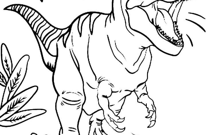 Adult Dinosaur Running T Rex Coloring Page