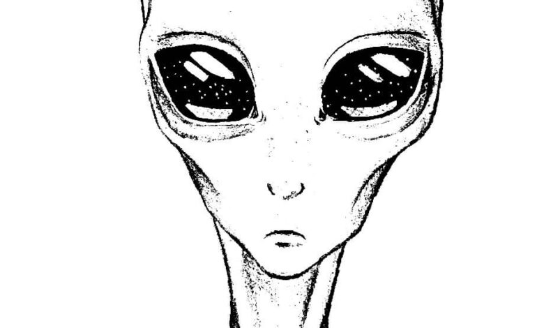 Alien Drawing Coloring Page