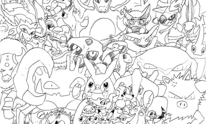 All Pokemons Drawing Coloring Page