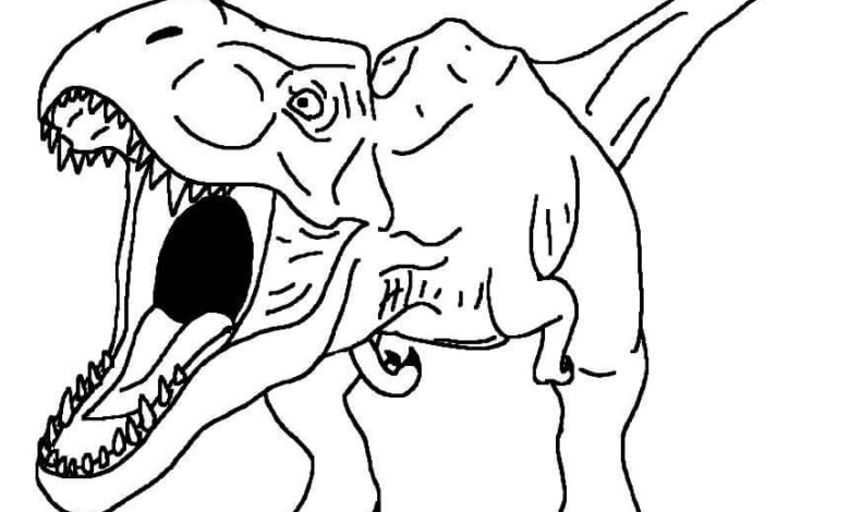 Angry T Rex Dinosaur Coloring Page