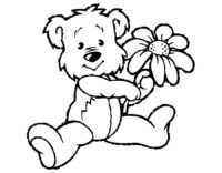 Animal Flowery Teddy Bear Coloring Pages for Kids