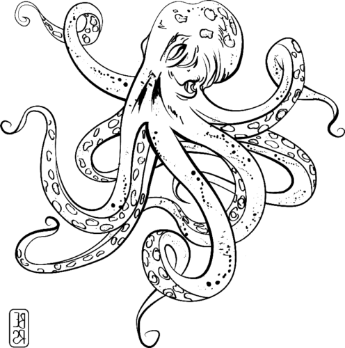 Animal Realistic Octopus Coloring Page 1 Animal Realistic Octopus Coloring Page