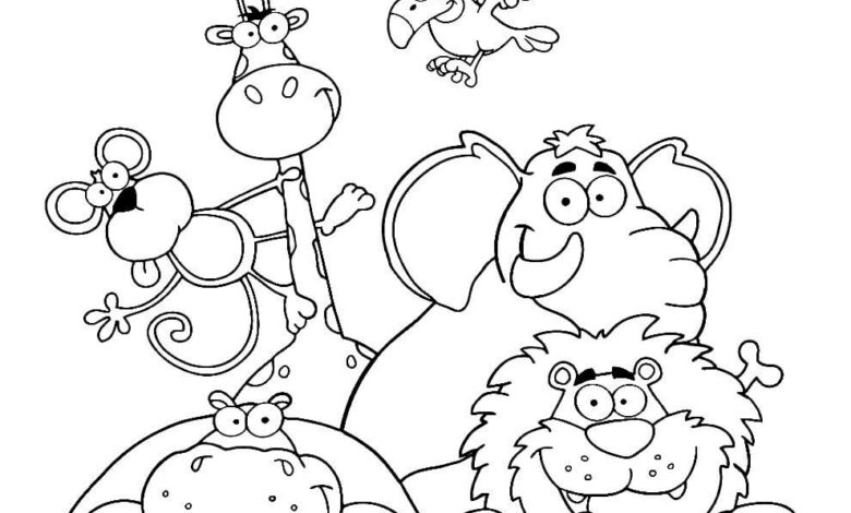 Animals Fun Coloring Page