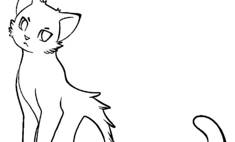 Anime Cat Coloring Page
