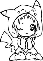 Anime Cute Pikachu Girl Coloring Page