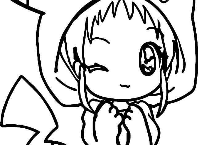 Anime Cute Pikachu Girl Coloring Page
