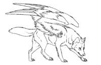 Anime Wolf Angel Coloring Page