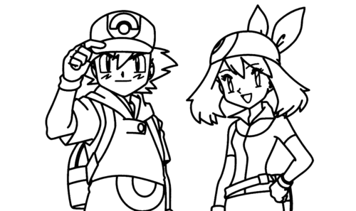 Ash ve Misty Pokemon Boyama Sayfası | Ausmalbilder