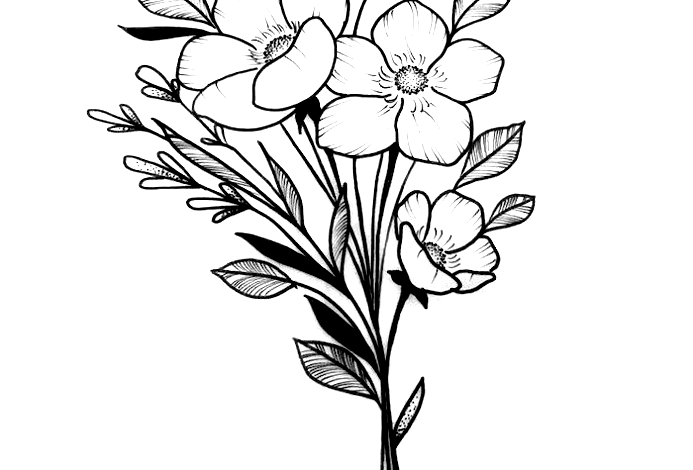 Bouquet Of Flowers Drawing Coloring Page