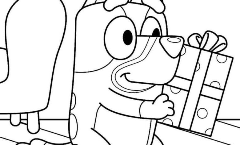 Cartoon Bluey Coloring Page