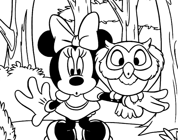 Cartoon Mickey Mouse Forest Coloring Page