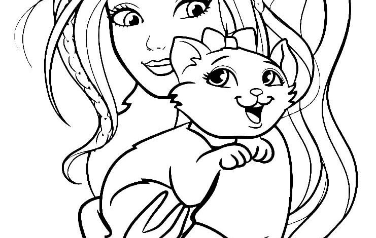 Cat Barbie Coloring Page