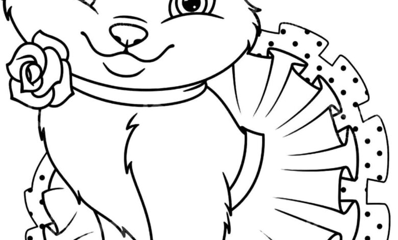 Flower Cat Coloring Page