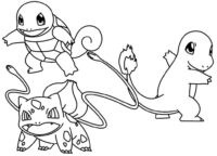 Charmender Squirtle Bulbasaur Pokemon Coloring Page