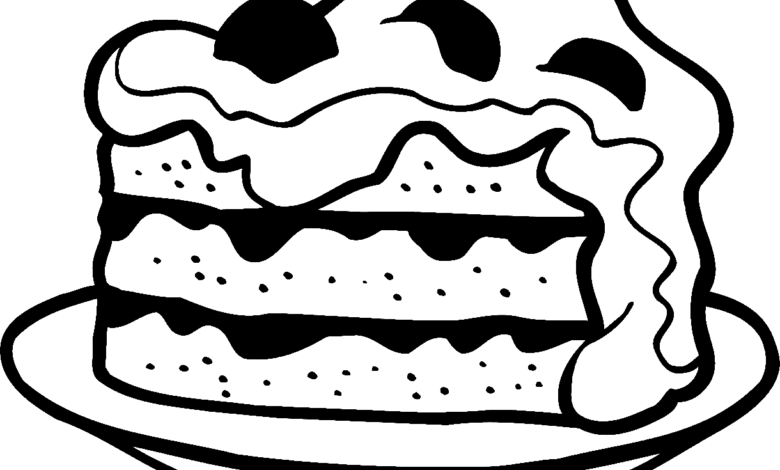 Cherry Fruit Cake Slice Coloring Page