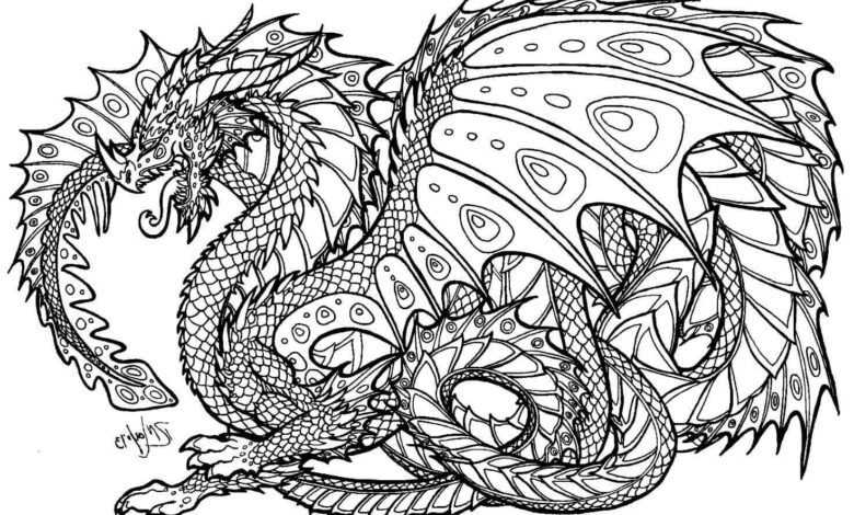 Complex Dragon Drawing Coloring Page