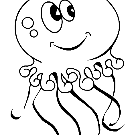 Cute Jellyfish Drawing Coloring Page