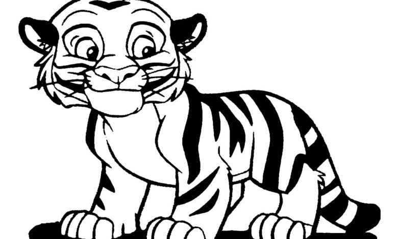 Cute Tiger Coloring Page