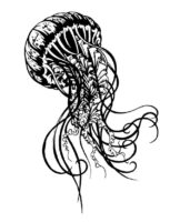 Dark Jellyfish Drawing Coloring Page
