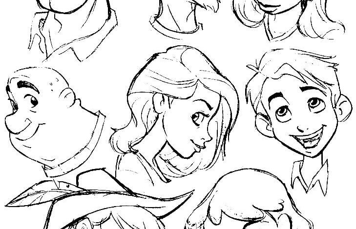 Drawing Cartoon Character Coloring Page