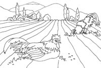 Farm Rooster Coloring Page Farm Rooster Coloring Page