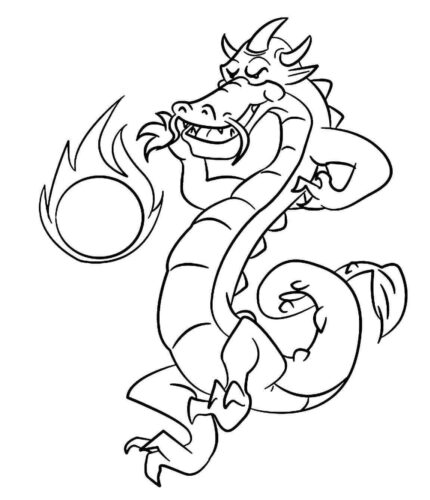 Fireball Throwing Dragon Coloring Page