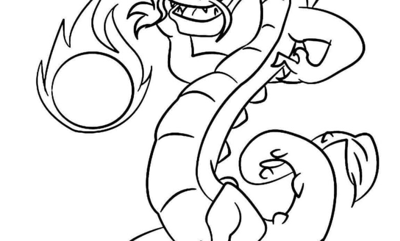 Fireball Throwing Dragon Coloring Page
