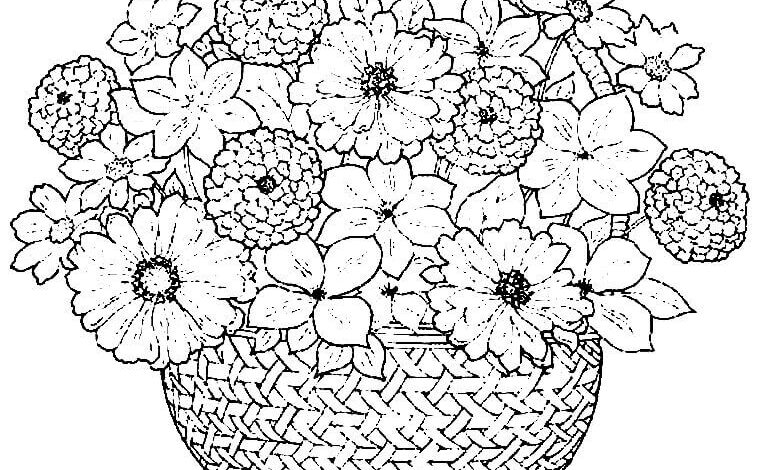 Flower Basket Coloring Page
