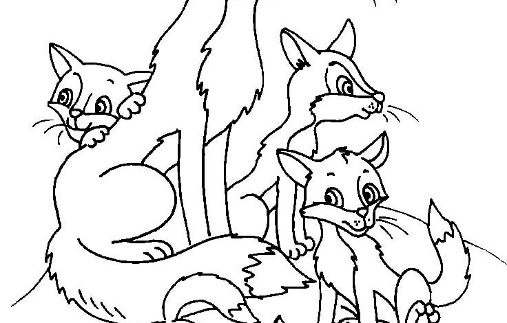 Fox Family Coloring Page for Girls