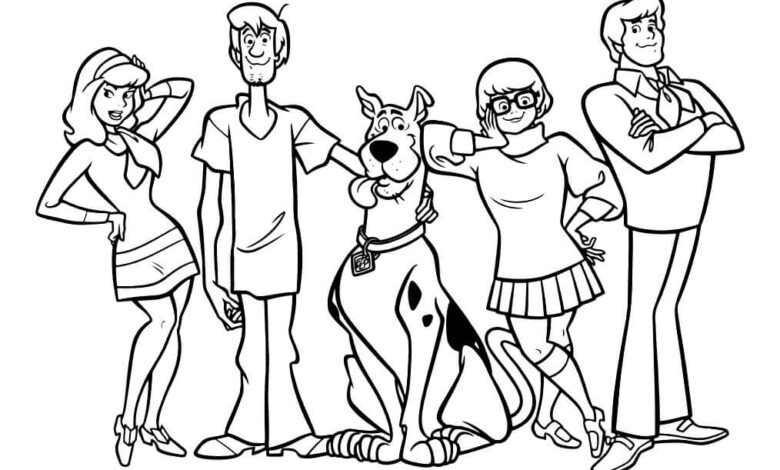 Fred Jones Velma Dinkley Scooby Doo Shaggy Rogers Daphne Blake Coloring Page