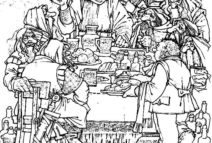 Gandalf and Hobbit Coloring Page