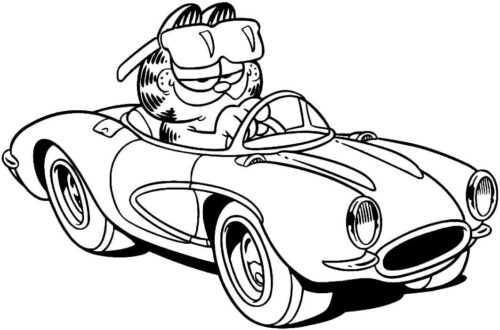 Garfield Running Car Girls Fun Game Coloring Page