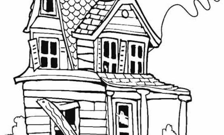 Ghost House Coloring Page