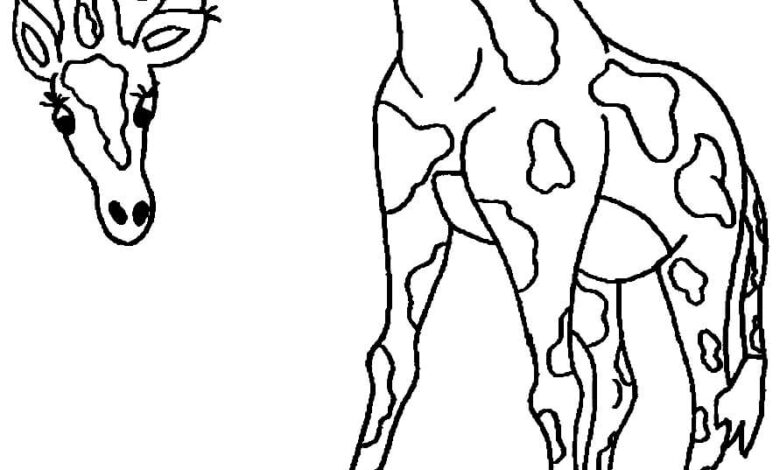 Giraffe Coloring Page for Girls