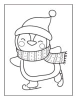 Kış Atkılı Mutlu Penguen Boyama Sayfası