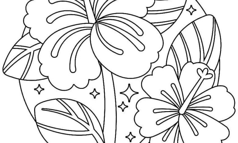 Hibiscus Flower Coloring Page