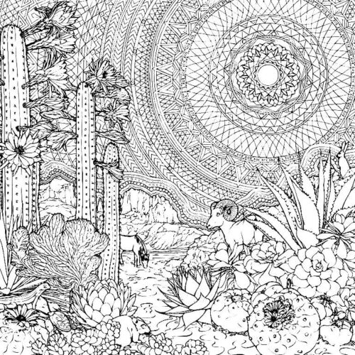 Horned Aries Trippy Coloring Page for Adults