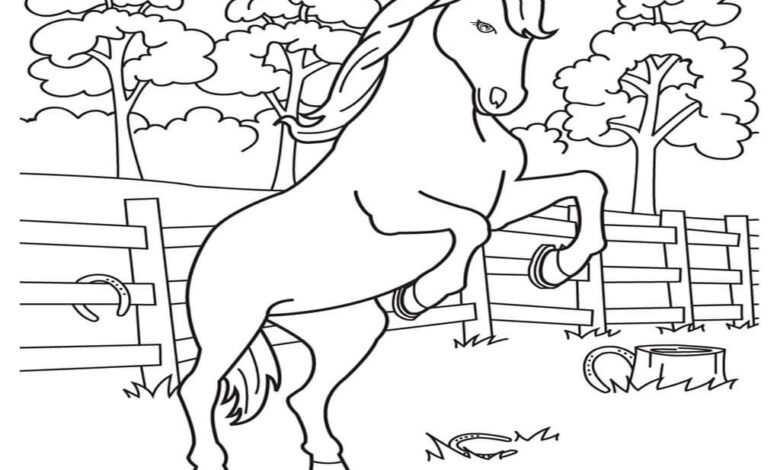 Horse and Farm Coloring Page