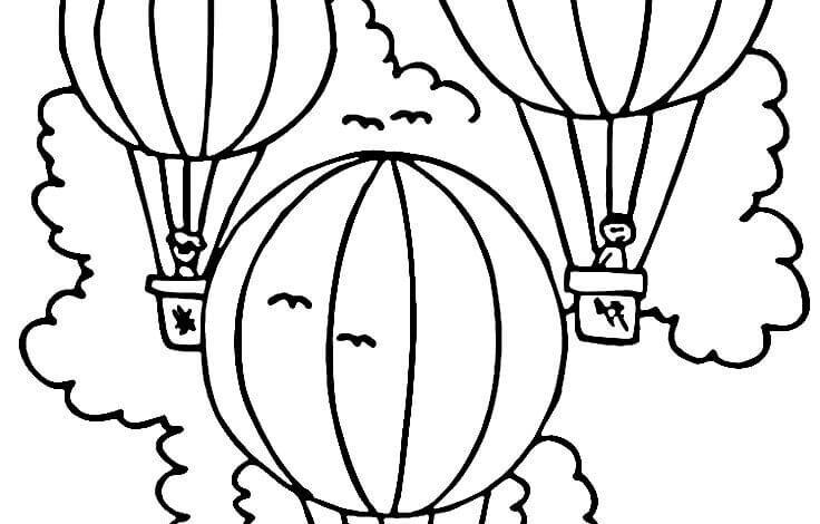 Hot Air Balloons Coloring Page