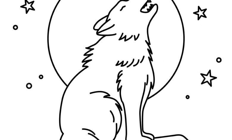 Howling Wolf Coloring Page