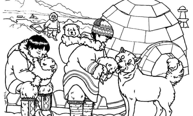 Husky Poles Coloring Page