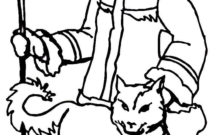 Husky Siberian Stick Coloring Page