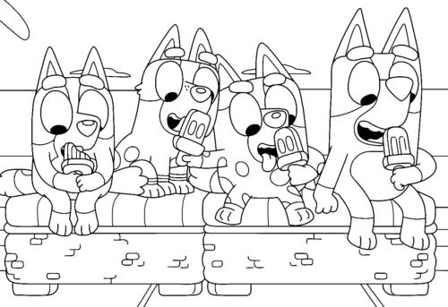 Icecream Bluey Coloring Page