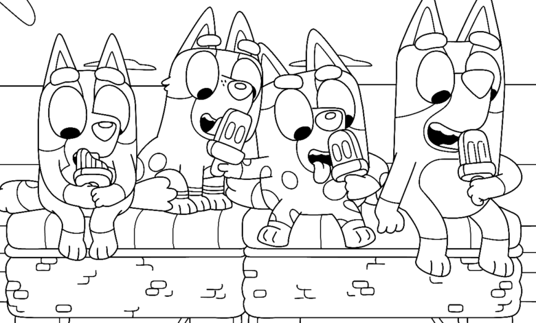 Icecream Bluey Coloring Page