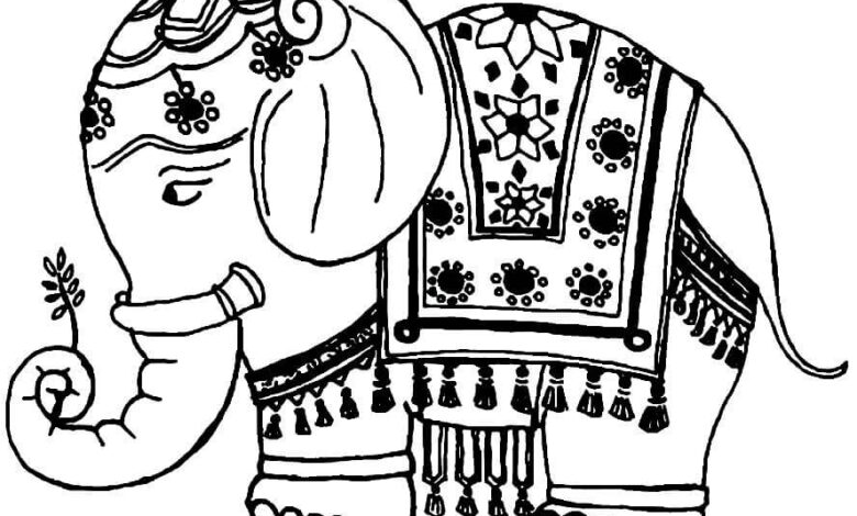 Indian Elephant Mandala Coloring Page