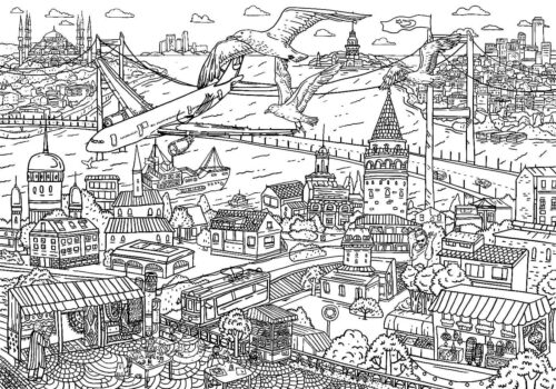 Inspirational Istanbul City Coloring Page