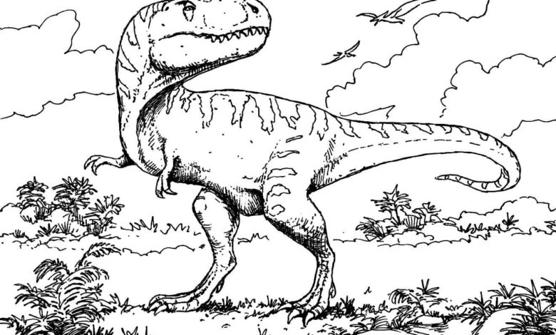 Jurassic World T Rex Dinosaur Coloring Page