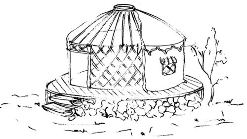 Kazakh Yurts Coloring Page