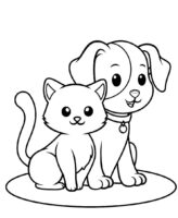 Kitten Dog Coloring Page