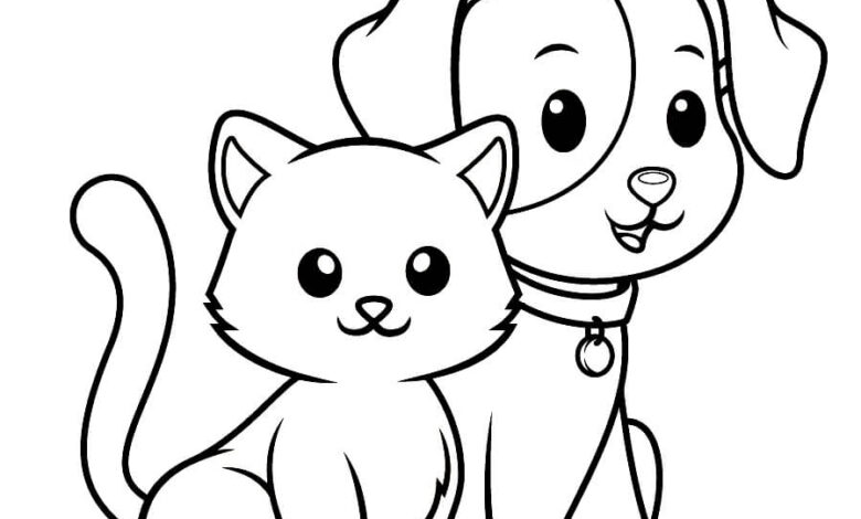 Kitten Dog Coloring Page